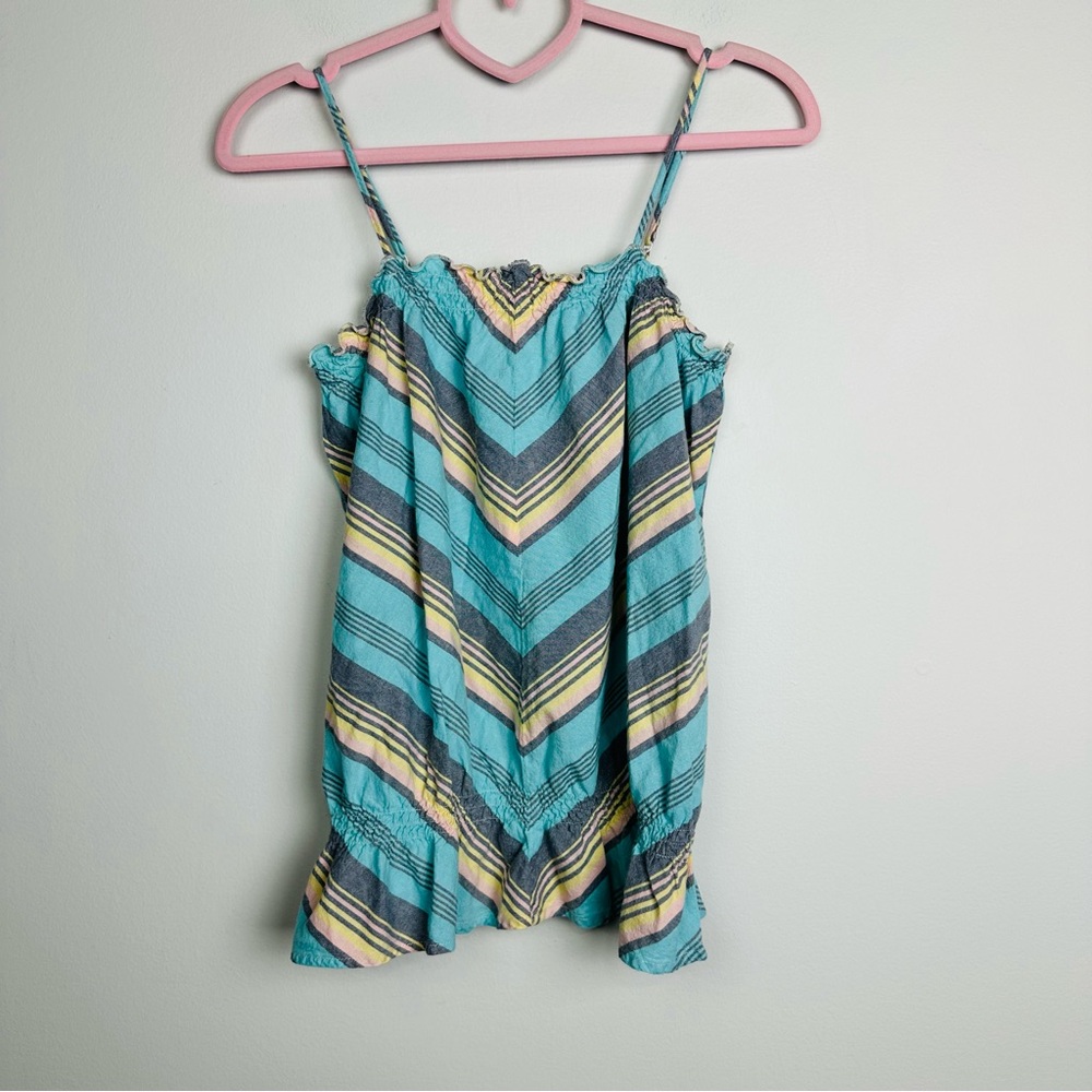 Mossimo Supply Co. Blue and Yellow Striped Top Size Large